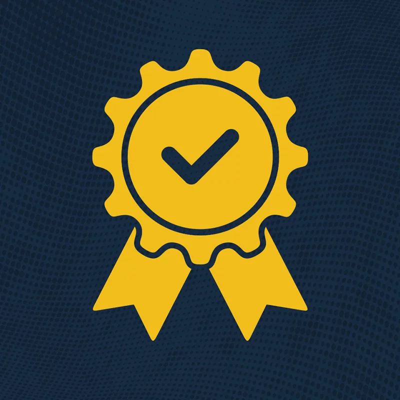 Certified ribbon icon in yellow
