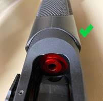 assembly showing no gap between barrel and stock with green check