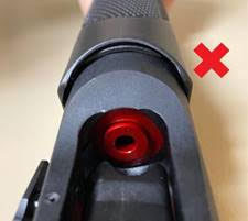 gap between barrel and stock with red x
